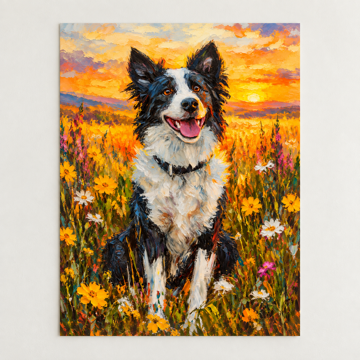 Custom Pet Portrait Wildflower Sunset Canvas Wall Art - personalized canvas detail 8