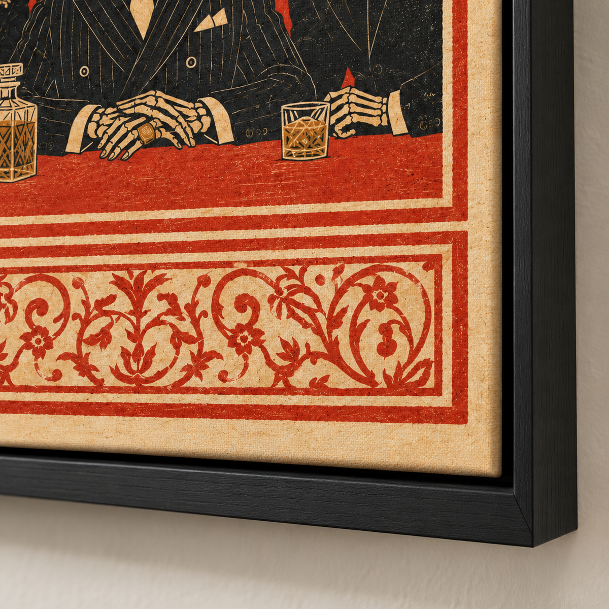 Vintage Skeleton Gangsters Canvas Wall Art