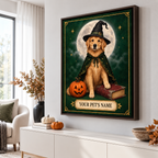 Custom Moonlit Wizard Pet Portrait Canvas Wall Art - framed canvas mockup