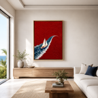 Red Ocean Sailboat Canvas Wall Art