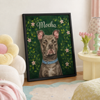 Custom Botanical Pet Portrait Canvas Aura Canvas