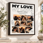 Custom My Love Couple Photo Collage Canvas Wall Art - personalized artwork mockup