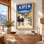 Aspen Vintage Ski Lift Canvas Wall Art - canvas close-up detail