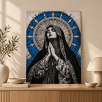 Blue Madonna Prayer Canvas Wall Art - canvas detail view 7