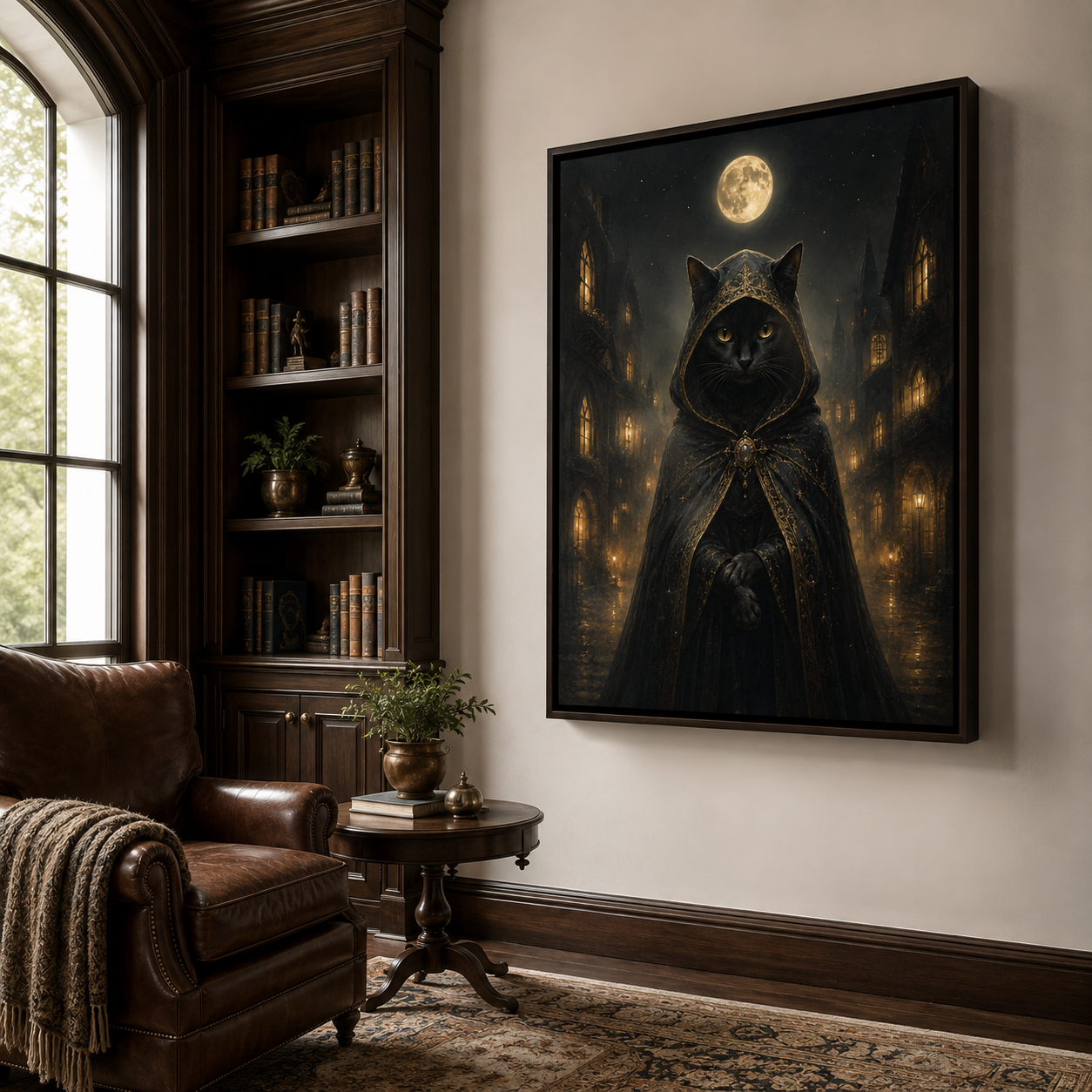 Custom Gothic Hooded Pet Portrait Canvas Wall Art