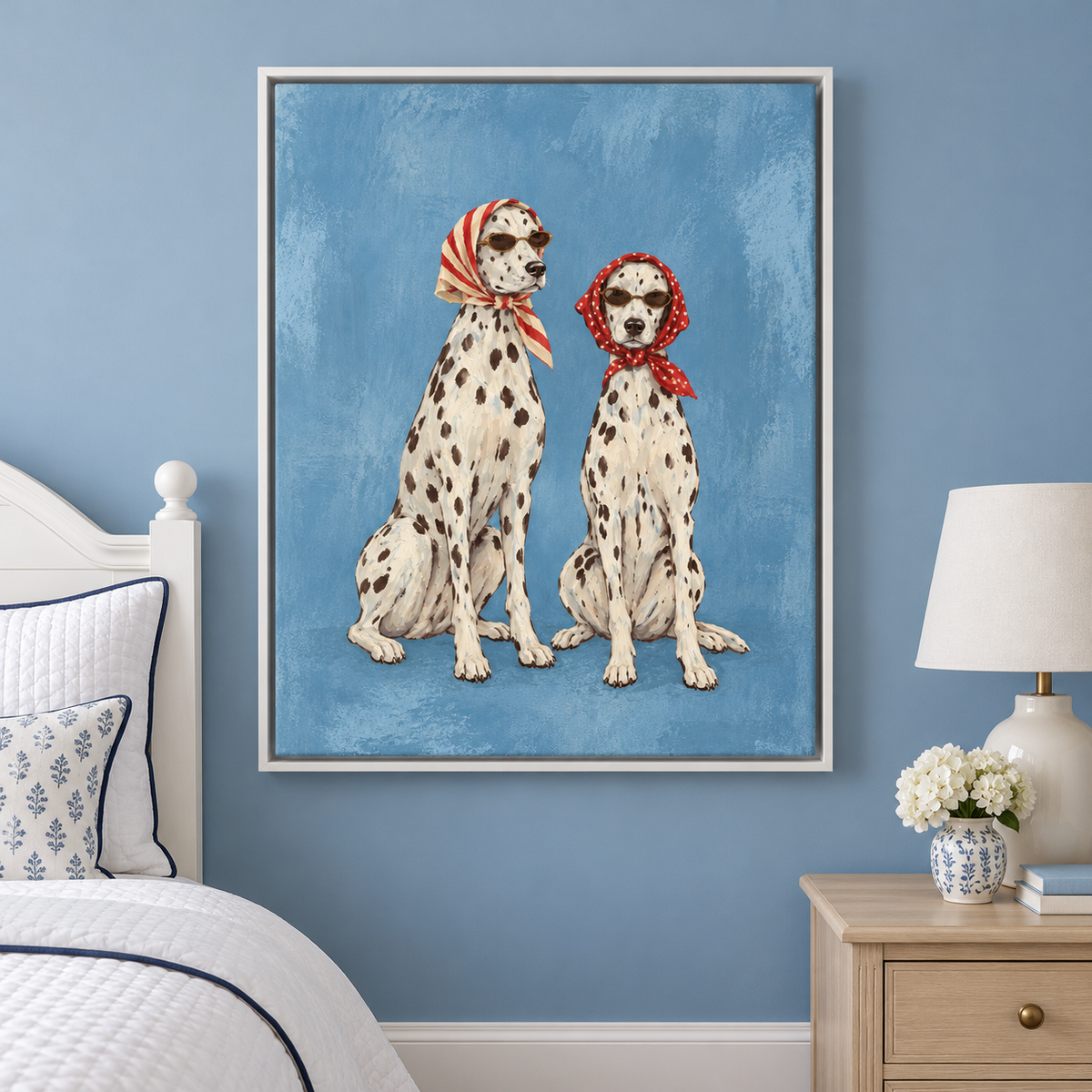 Funny Dalmatian Dogs in Sunglasses Canvas Wall Art
