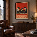 Vintage Skeleton Gangsters Canvas Wall Art