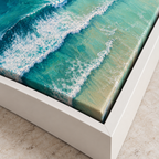 Turquoise Ocean Waves and Surfers Canvas Wall Art