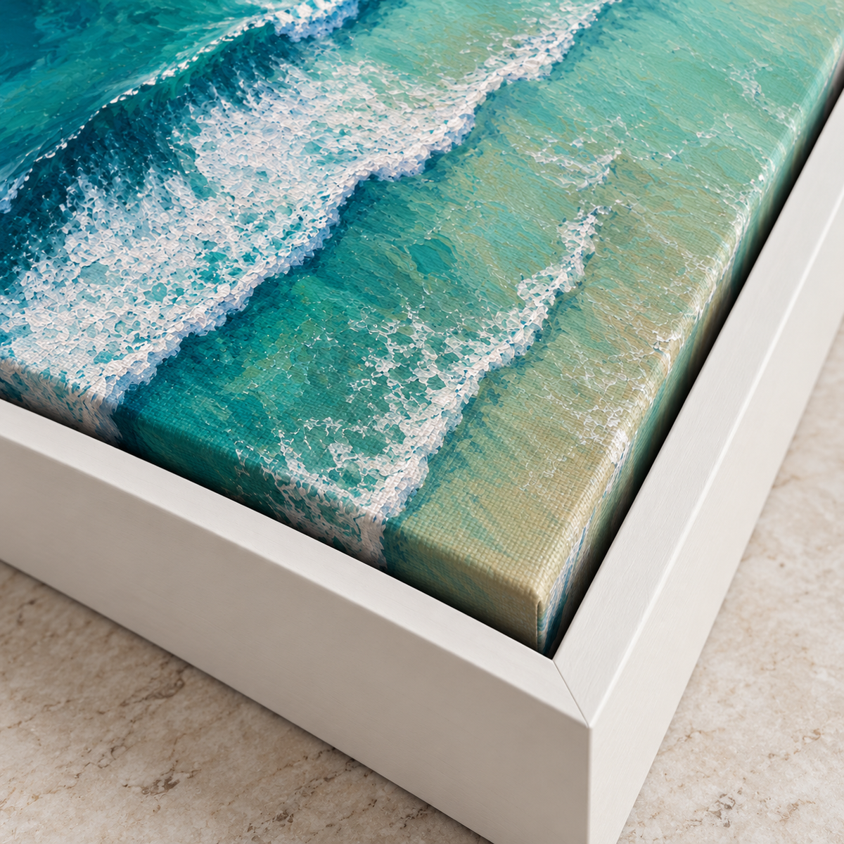 Turquoise Ocean Waves and Surfers Canvas Wall Art