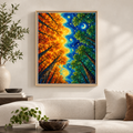 Day and Night Forest Sun and Moon Canvas Wall Art - main canvas artwork