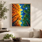Day and Night Forest Sun and Moon Canvas Wall Art - main canvas artwork