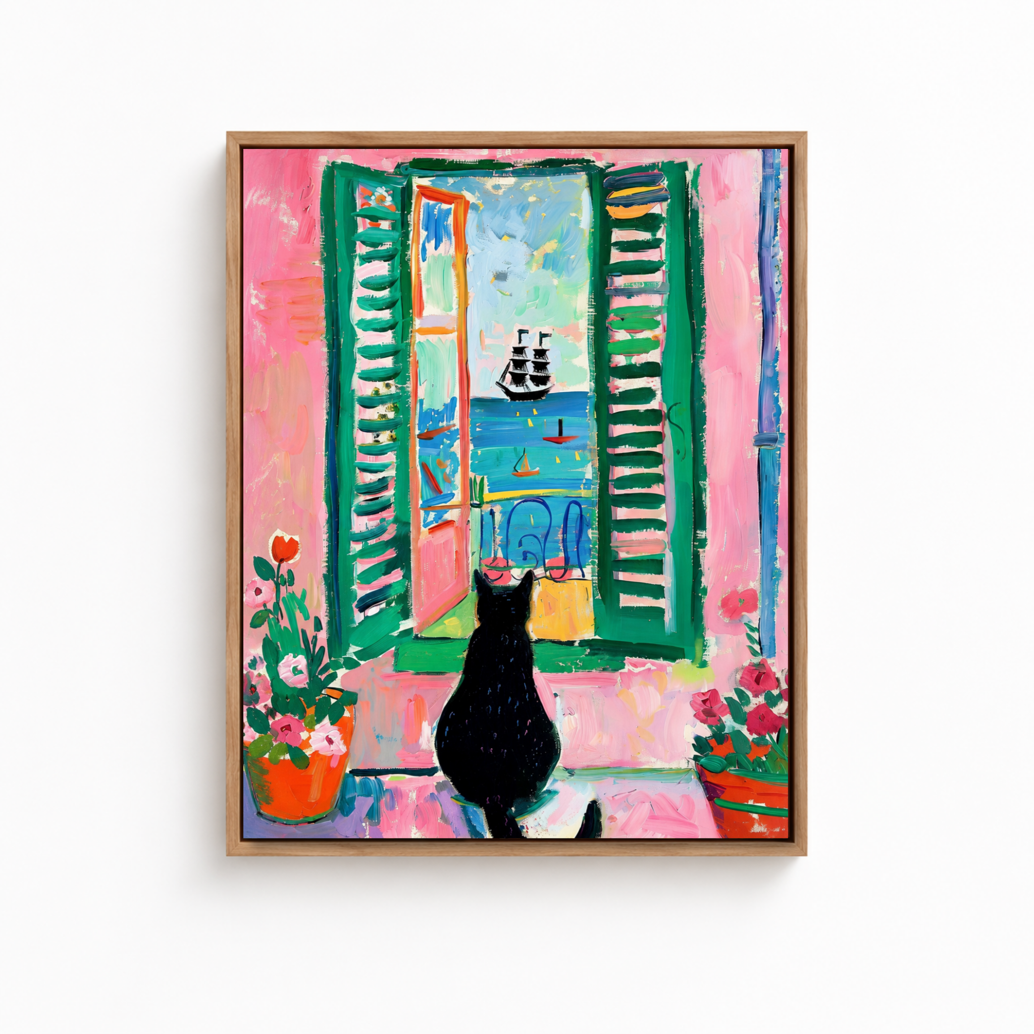 Black Cat Window Canvas Wall Art Aura Canvas