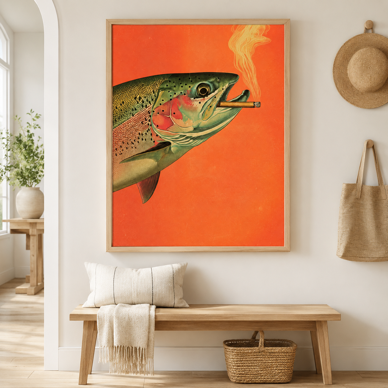 Smoking Trout Canvas Wall Art Aura Canvas