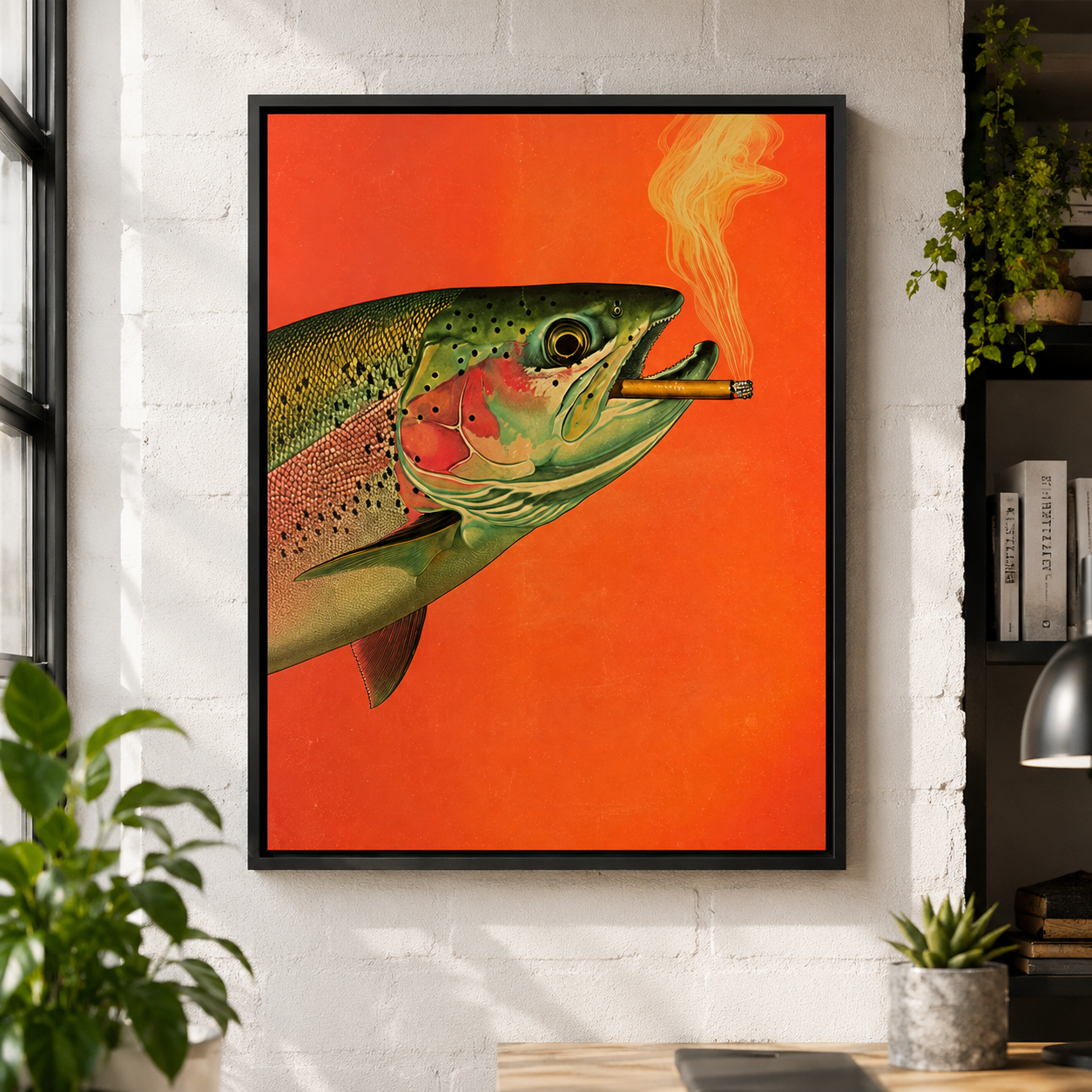 Smoking Trout Canvas Wall Art Aura Canvas