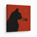 Midnight Rose Black Cat Canvas Wall Art Aura Canvas