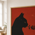 Midnight Rose Black Cat Canvas Wall Art Aura Canvas