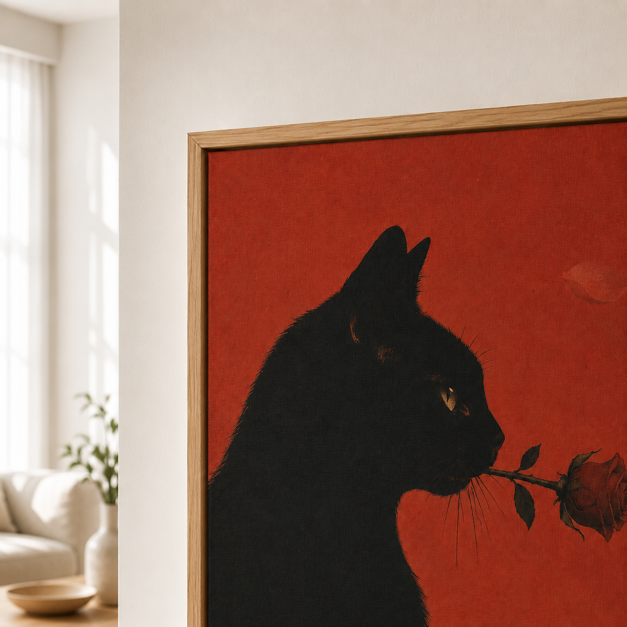 Midnight Rose Black Cat Canvas Wall Art Aura Canvas