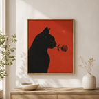 Midnight Rose Black Cat Canvas Wall Art Aura Canvas