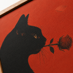 Midnight Rose Black Cat Canvas Wall Art Aura Canvas