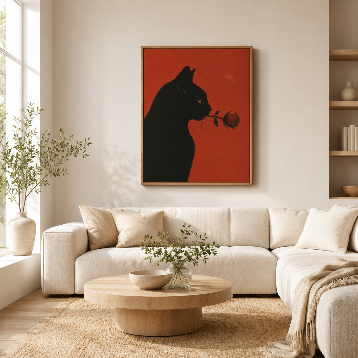 Midnight Rose Black Cat Canvas Wall Art Aura Canvas