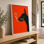 Smoking Doberman Canvas Wall Art Aura Canvas
