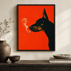 Smoking Doberman Canvas Wall Art Aura Canvas
