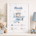 Little Aviator Personalized Baby Birth Stats Canvas Aura Canvas