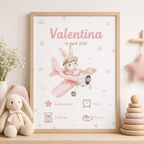 Little Aviator Personalized Baby Birth Stats Canvas Aura Canvas
