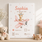 Little Aviator Personalized Baby Birth Stats Canvas Aura Canvas