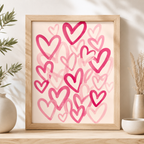 Pink Brushstroke Hearts Canvas Wall Art Aura Canvas