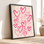 Pink Brushstroke Hearts Canvas Wall Art Aura Canvas
