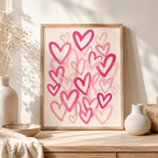 Pink Brushstroke Hearts Canvas Wall Art Aura Canvas