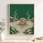 Snow Monkey Hot Spring Canvas Wall Art