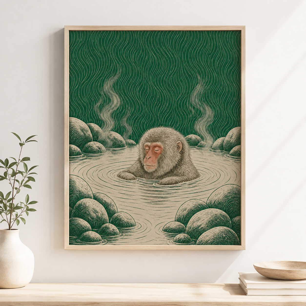 Snow Monkey Hot Spring Canvas Wall Art