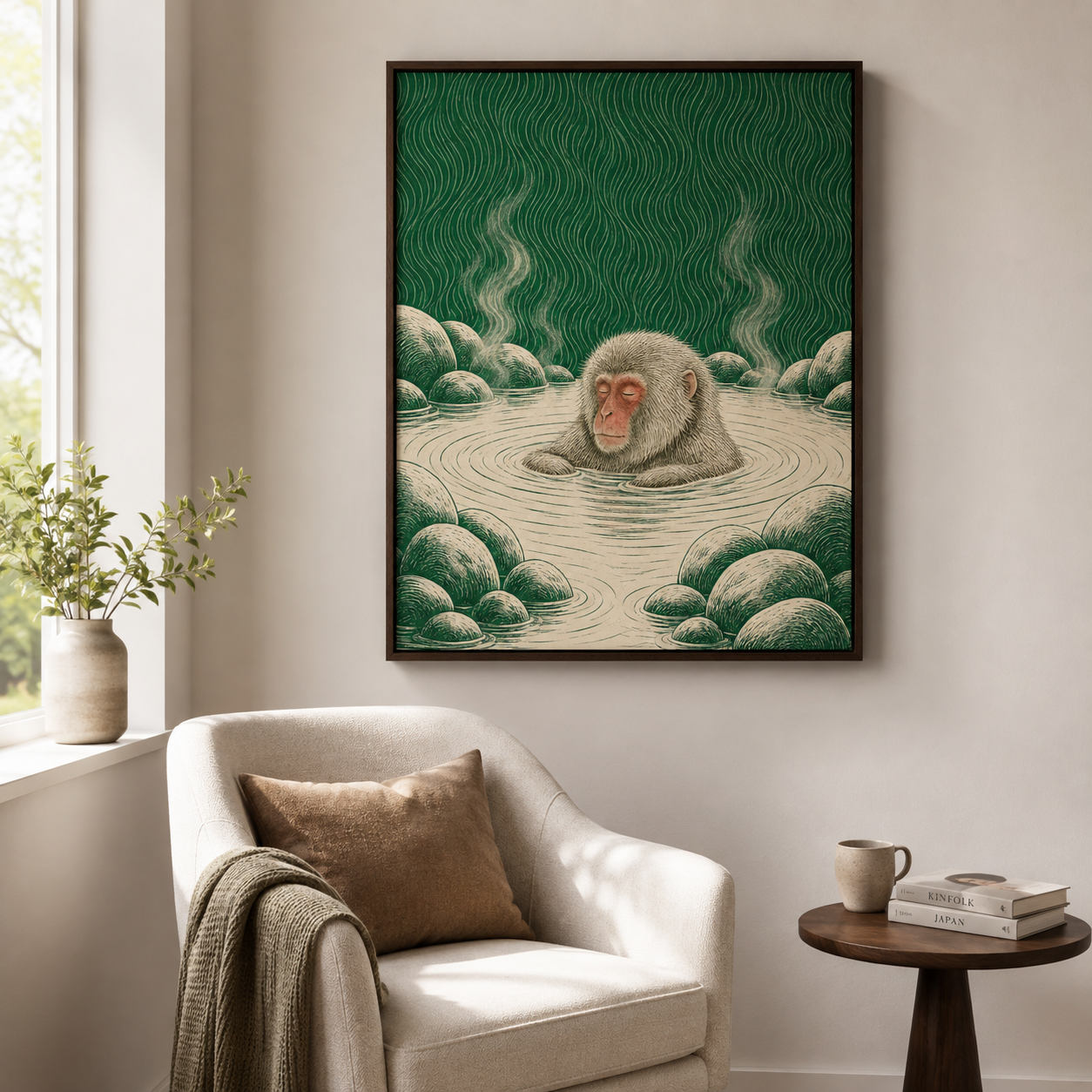 Snow Monkey Hot Spring Canvas Wall Art