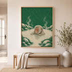 Snow Monkey Hot Spring Canvas Wall Art