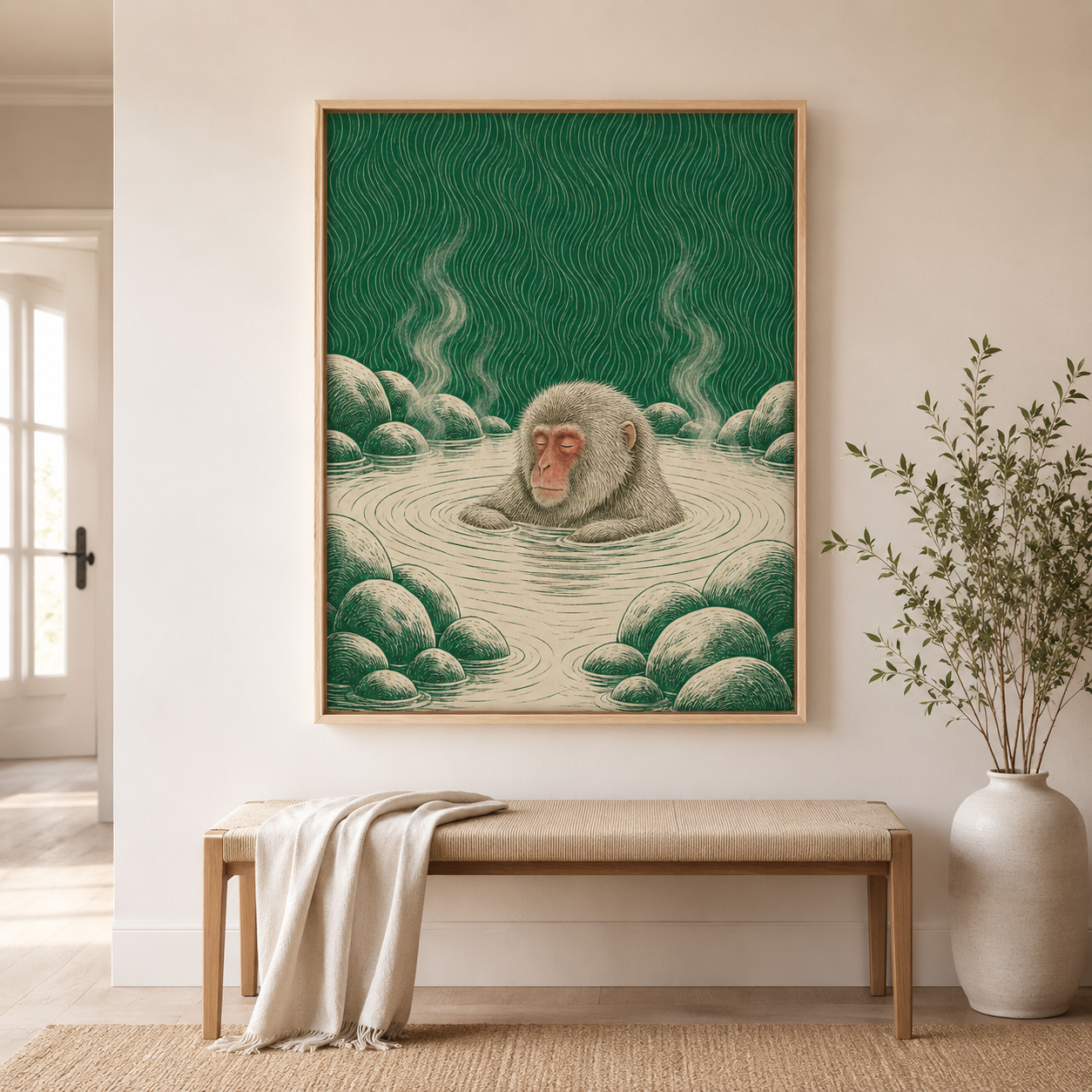 Snow Monkey Hot Spring Canvas Wall Art