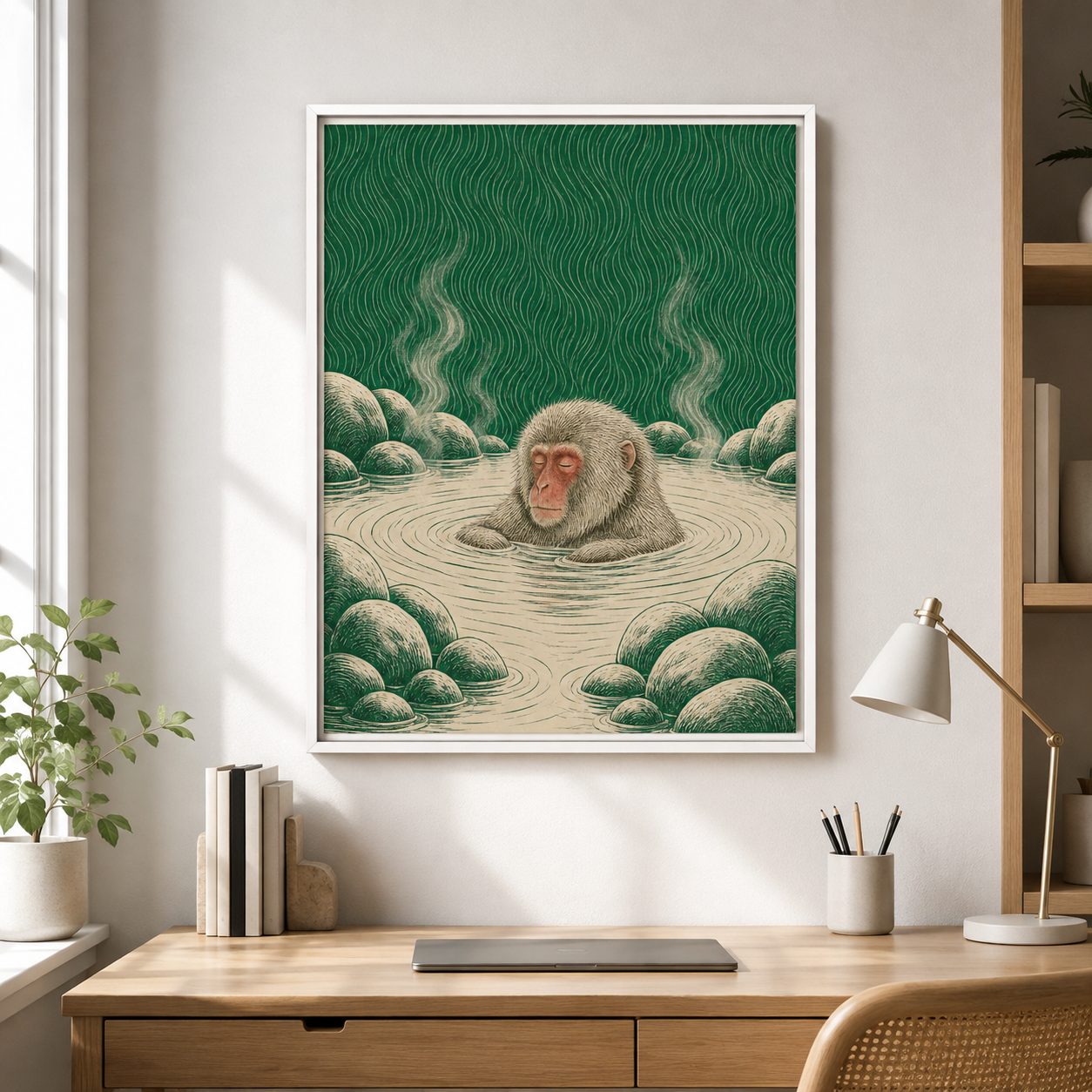 Snow Monkey Hot Spring Canvas Wall Art