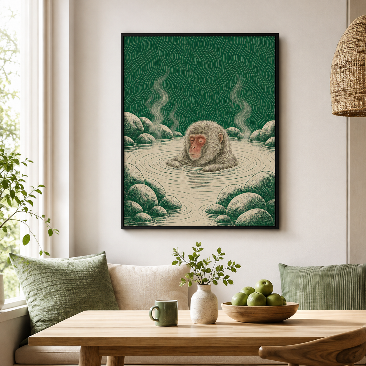 Snow Monkey Hot Spring Canvas Wall Art