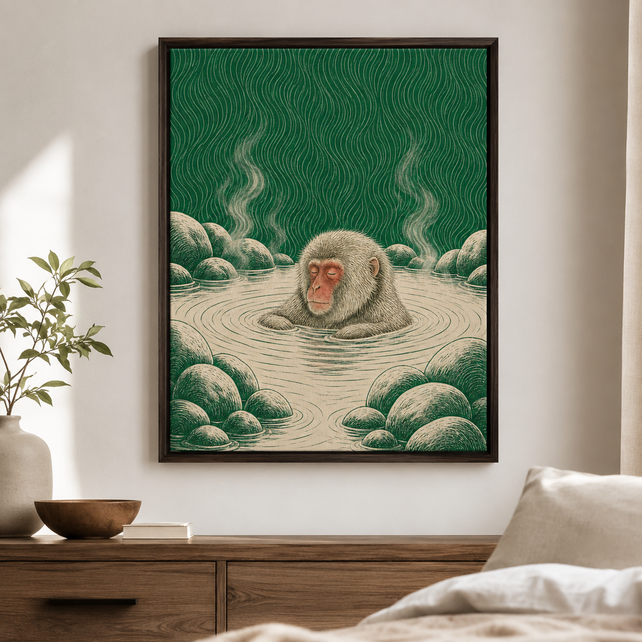 Snow Monkey Hot Spring Canvas Wall Art