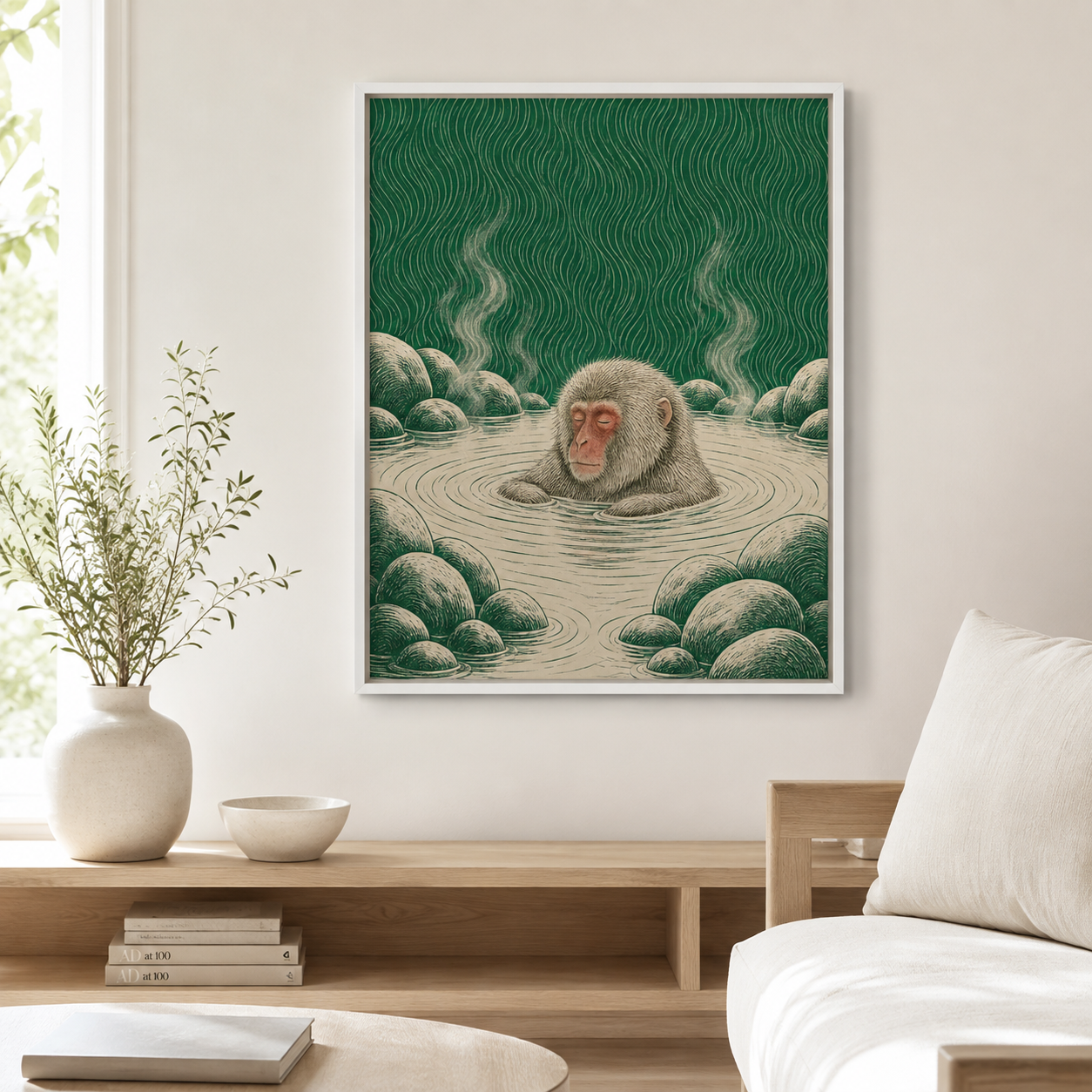 Snow Monkey Hot Spring Canvas Wall Art