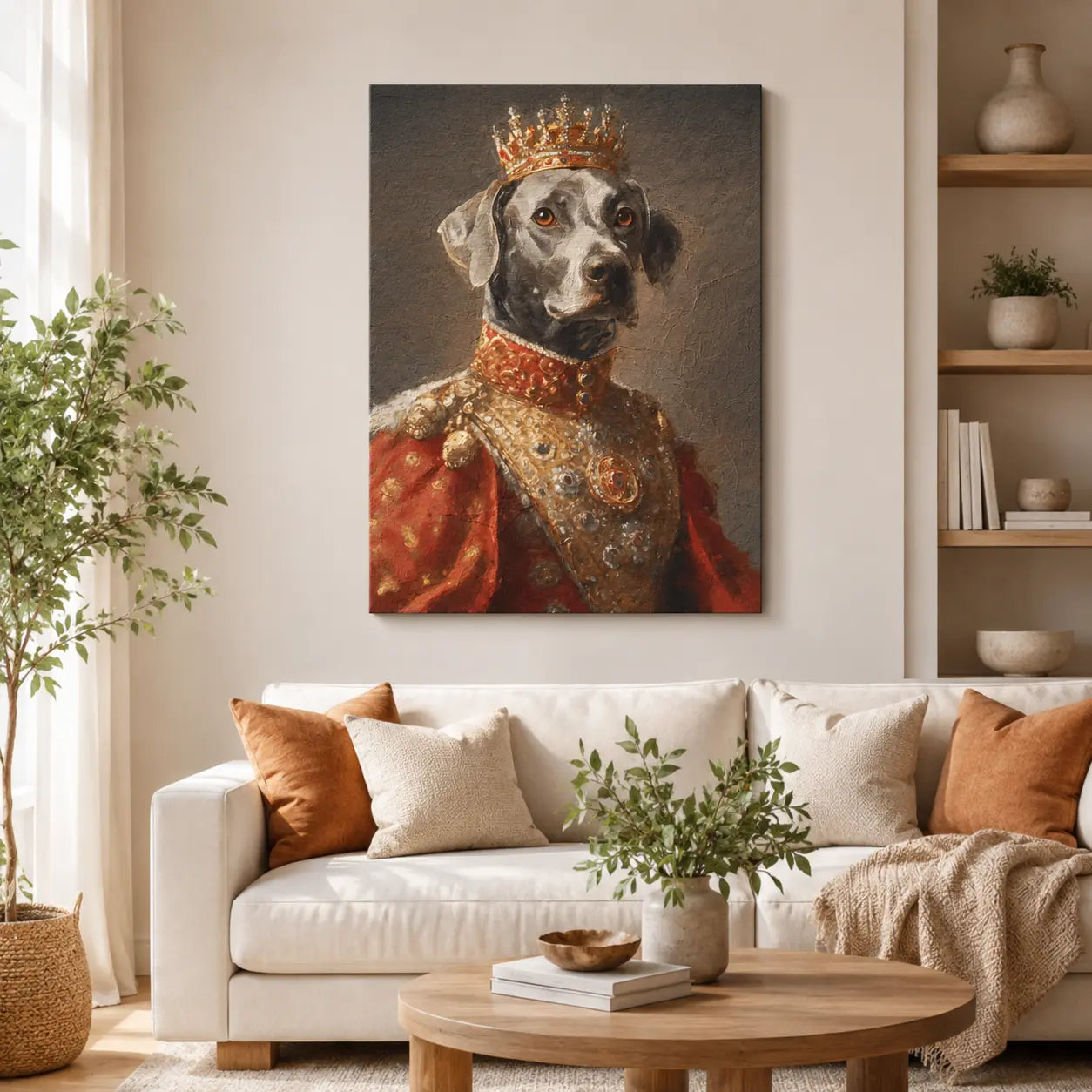 Custom Royal Pet Portrait Canvas - Personalized Dog King Painting Aura Canvas