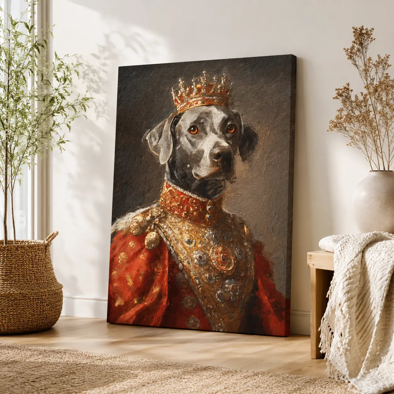 Custom Royal Pet Portrait Canvas - Personalized Dog King Painting Aura Canvas