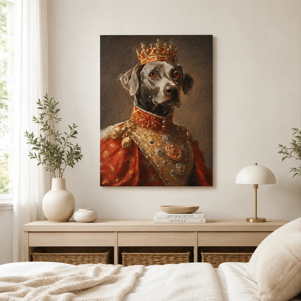Custom Royal Pet Portrait Canvas - Personalized Dog King Painting Aura Canvas