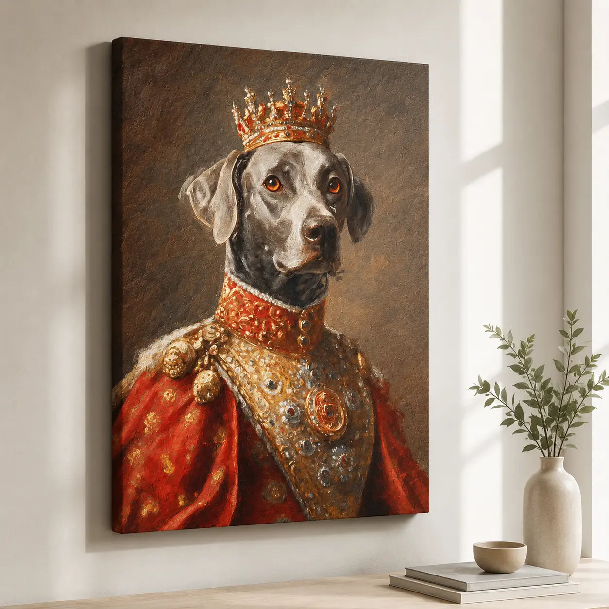 Custom Royal Pet Portrait Canvas - Personalized Dog King Painting Aura Canvas