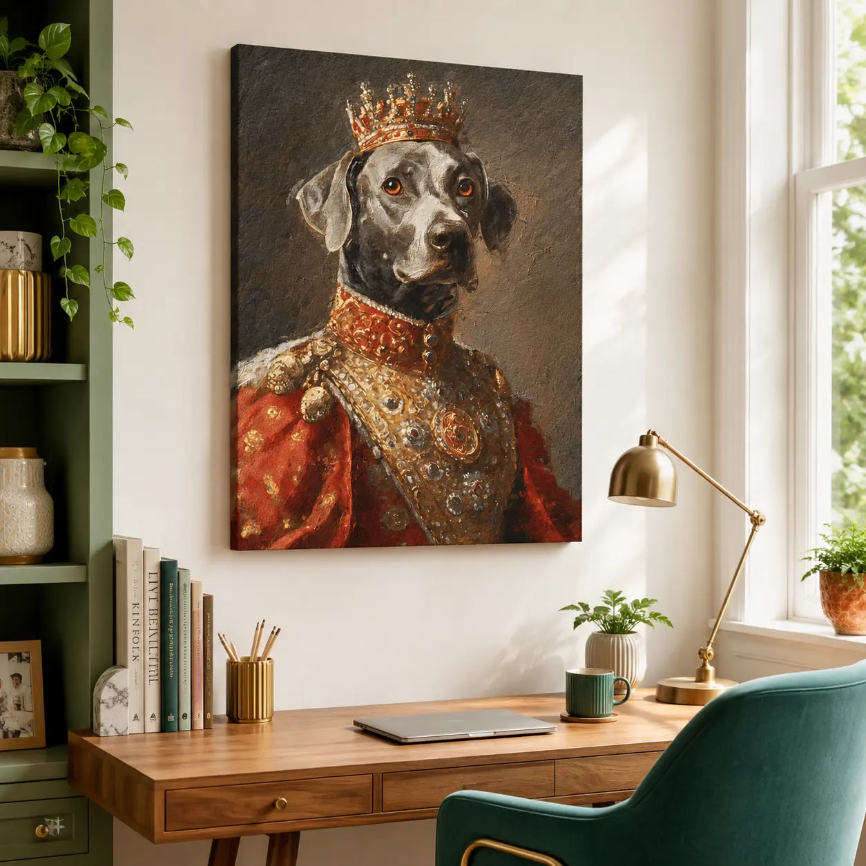 Custom Royal Pet Portrait Canvas - Personalized Dog King Painting Aura Canvas