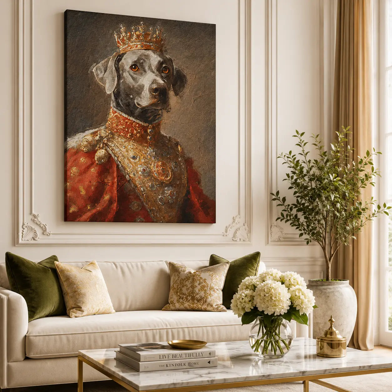 Custom Royal Pet Portrait Canvas - Personalized Dog King Painting Aura Canvas