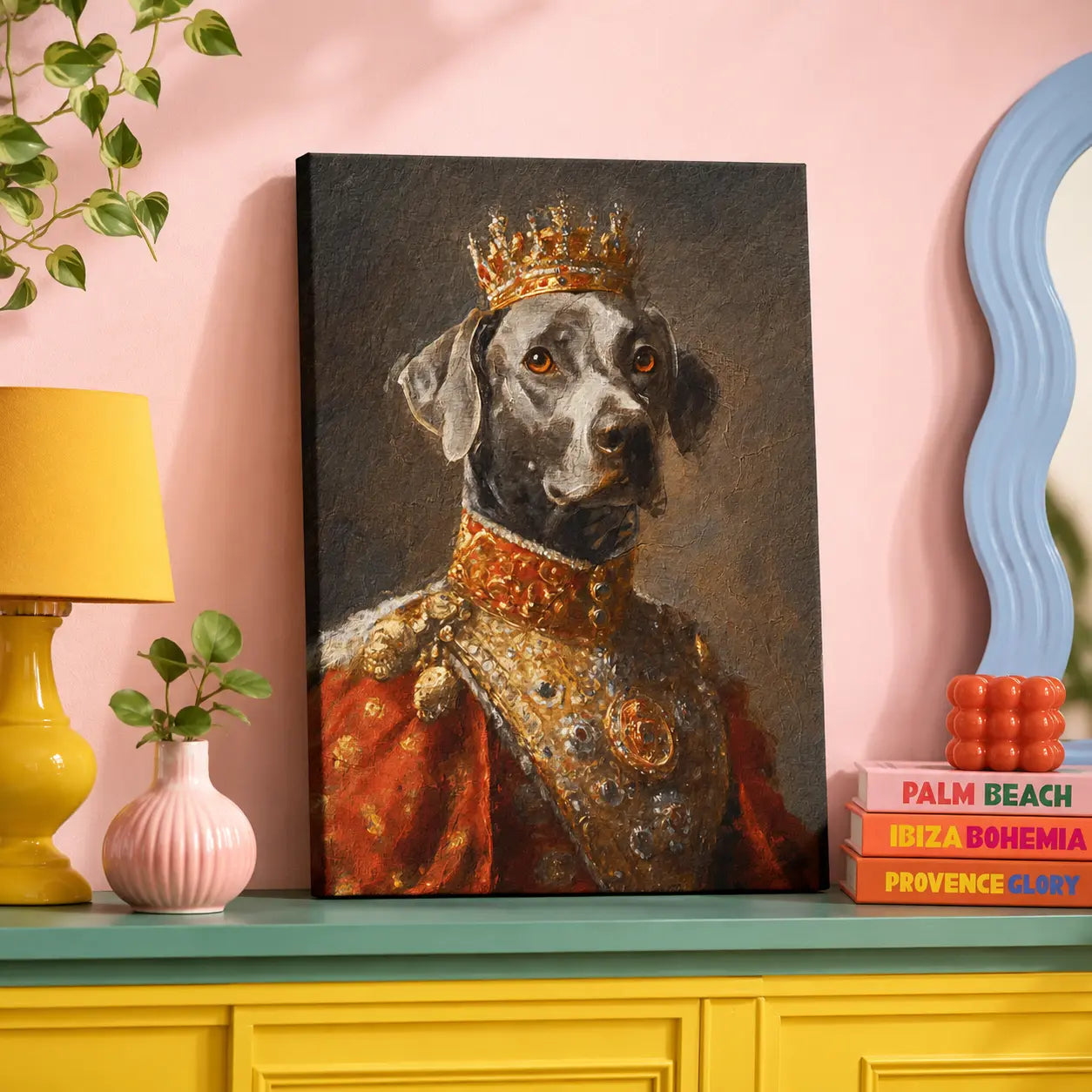Custom Royal Pet Portrait Canvas - Personalized Dog King Painting Aura Canvas