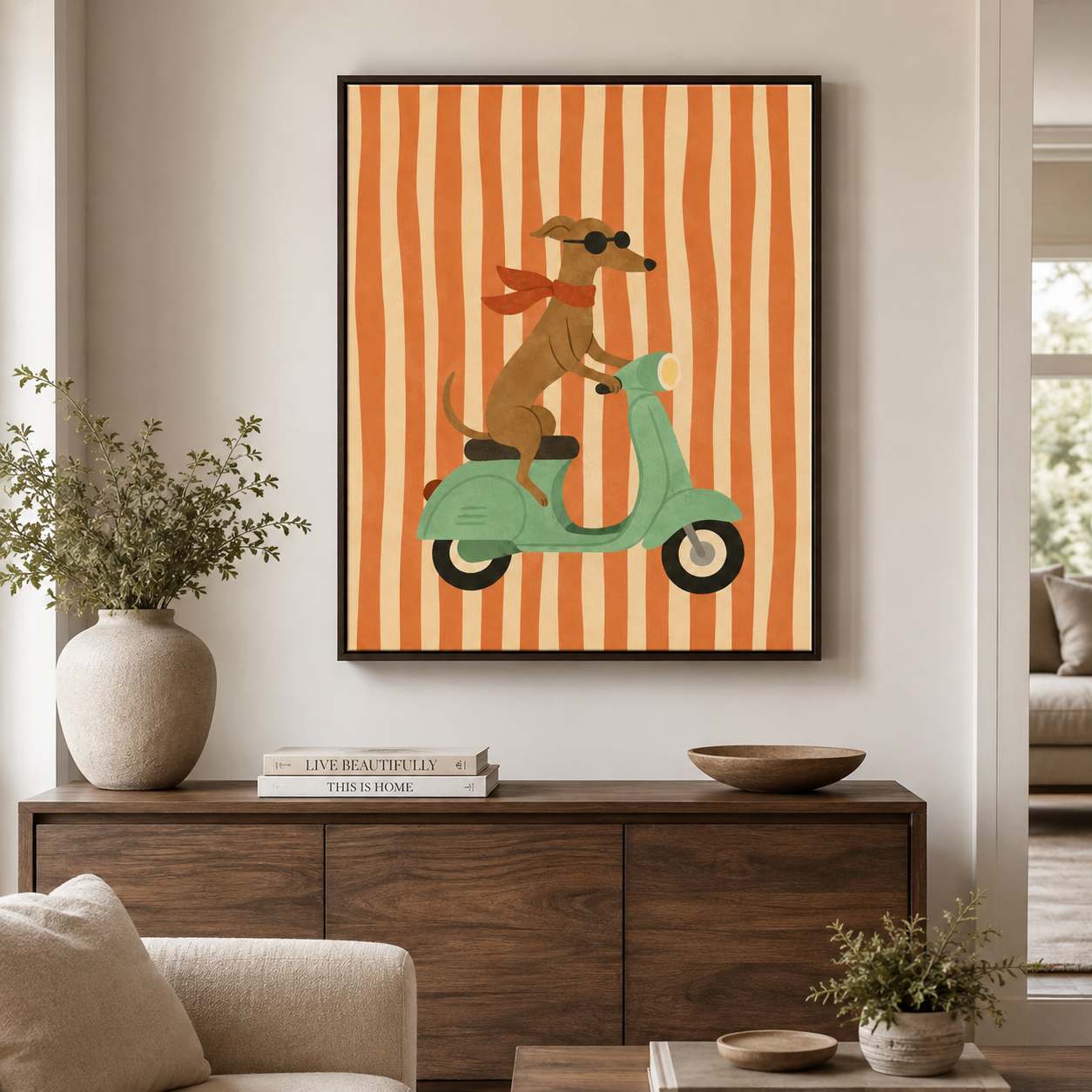 Dog Scooter Canvas Wall Art