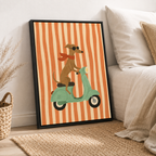 Dog Scooter Canvas Wall Art